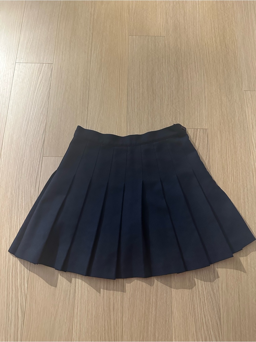 American Apparel Navy Pleated Skater Skirt